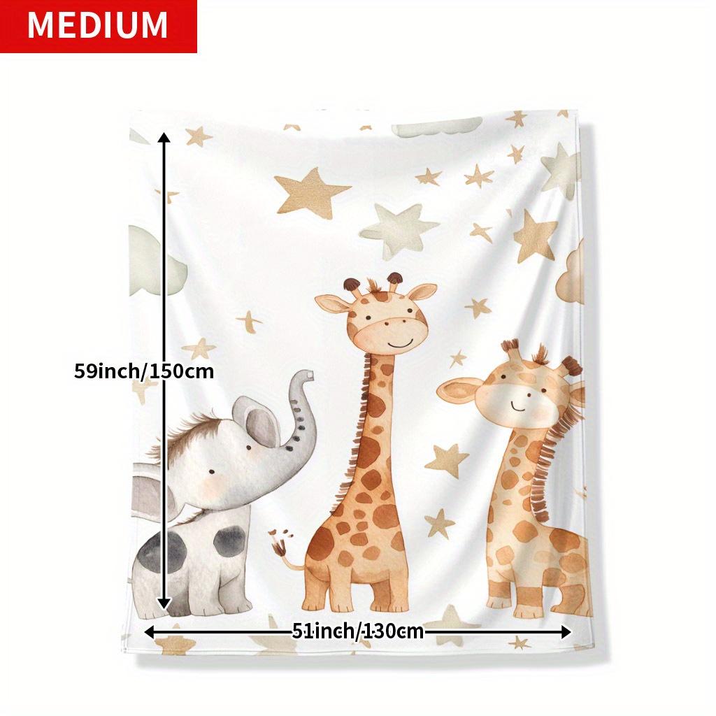 Lovely Animal Flannel Blanket Elephant Giraffe Printed for Kids Bedroom Decoration Warm Soft Comfertable Blanket for Sofa Chair