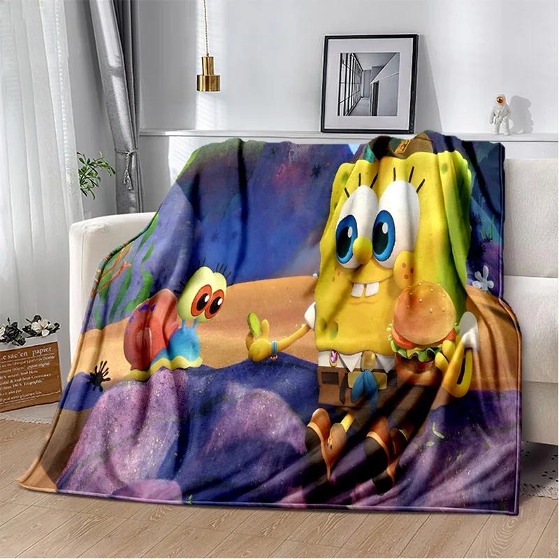New Style Funny S-SpongeBob Patrick Star Cartoon Soft Plush Blanket,Flannel Throw Blanket for Living Room Bedroom Bed Sofa
