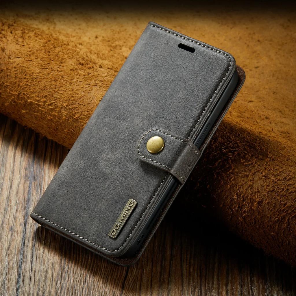 DG.Ming para IPhone 17 16 Pro Max 15 14Plus 12 11 13Mini Lujosa Funda tipo Cartera de 2 Plegados Funda con Tapa Magnética de Cuero Desmontable