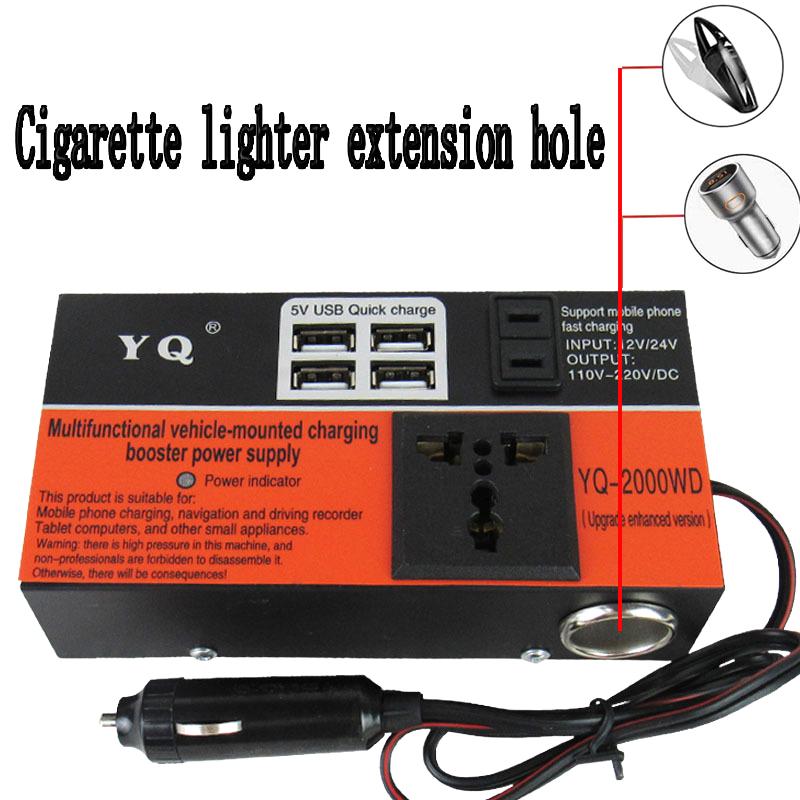 Auto Wechselrichter Auto Stromwandler 2000W Peak Dc 12V/24V Zu Dc 110V/220V Konverter Reise 4 USB Überlastschutz