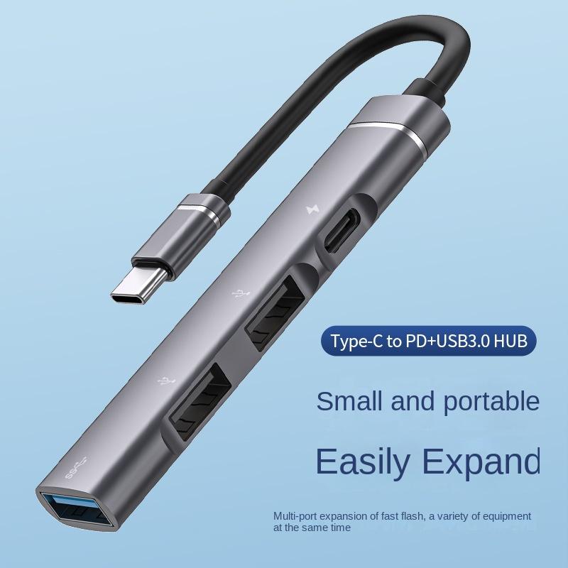 4 In 1 USB C Hub Type C Splitter USB C to USB2.0/USB3.0/PD Multiport Adapter for Laptop Cellphone Tablet Accessories