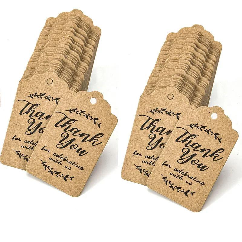 Thank You Hang Tag DIY Handmade Thank You Hang Tag Holiday Gift Hanging Card Label Party Wedding Decoration 100 Pcs/pack