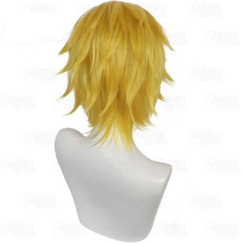 High Quality Anime Sanji Cosplay Wig Sanji Wig Short Straight Golden Yellow Heat Resistant Synthetic Hair Wigs + Wig Cap