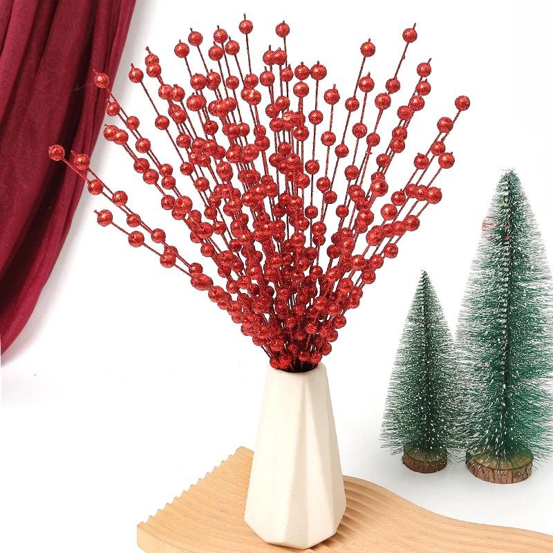 40cm Christmas Decoration Artificial Flowers Glitter Berry Xmas Tree Ornaments for Home Decor Navidad New Year Party Supplies