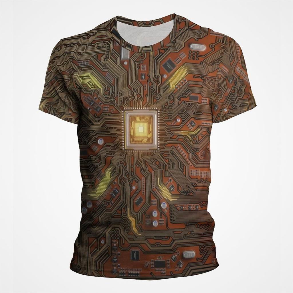 3D-Druck Motherboard CPU Prozessor Leiterplatte T-Shirt für Herren Vollprint Grafik Herren T-Shirts Hiphop Streetwear Tops