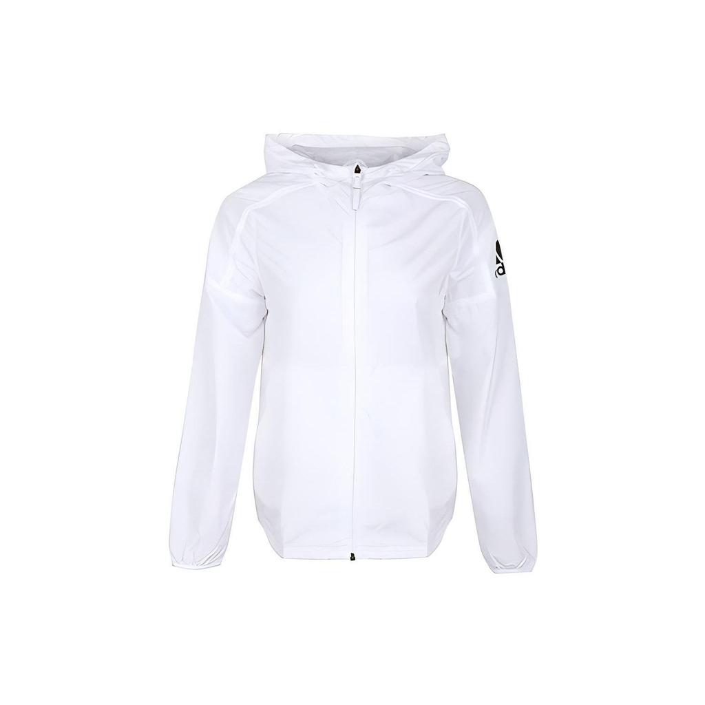 adidas Hooded Windbreaker Sports Jacket Women Outerwear White CV5476