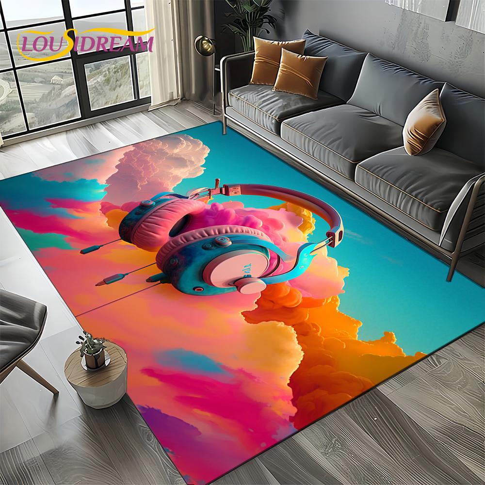 Note Music Colorful Musical Score Cartoon Dream Carpet Rug for Living Room Bedroom Home Sofa Decoration,Kid Non-slip Floor Mat