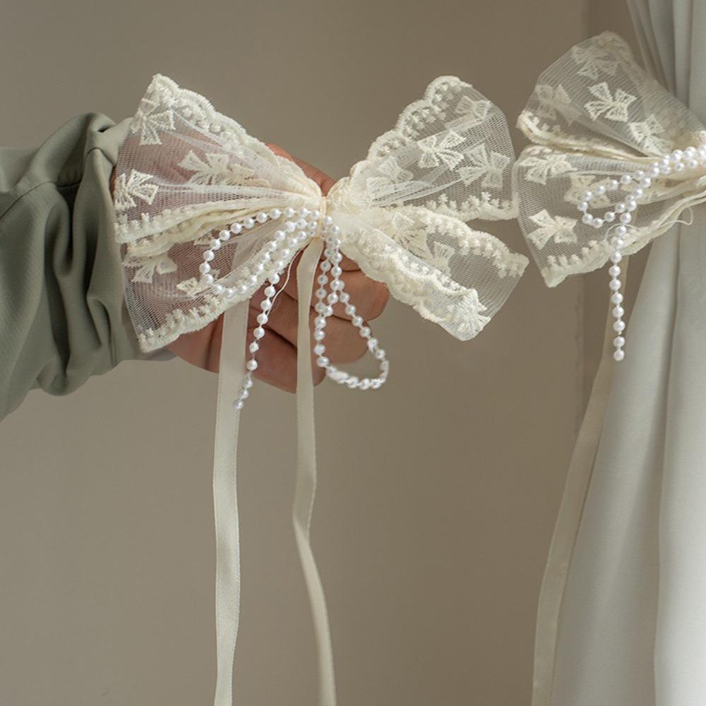 

2Pcs/set Lace Bow-knot Curtain Tieback Clip Tied Belt Exquisite Curtain Strap Curtain Hanging Rope Living Room Home Decor бежевий