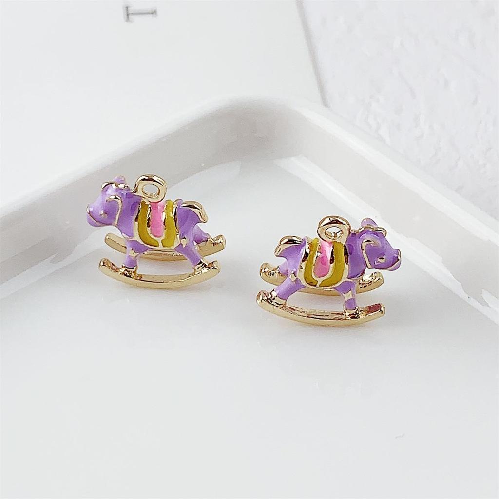 Three-Dimensional Colorful Carousel Alloy Pendant for DIY Jewelry