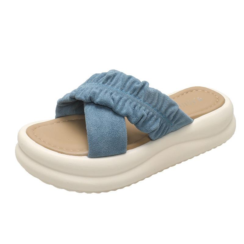 

Элегантный нишевый крест с ветром, крутые шлепанцы, женские летние новые, темпераментные, милые, на толстой подошве, маленькие шлепанцы для женщин 40 синий