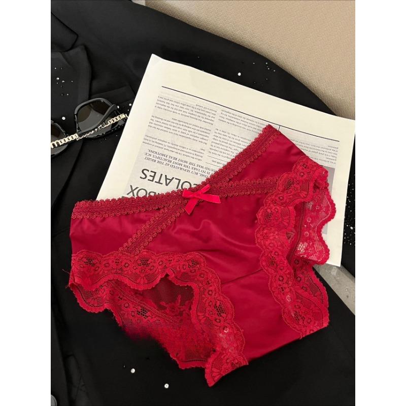 

Женские атласные кружевные бесшовные прозрачные сетчатые хлопковые трусики с низкой посадкой L