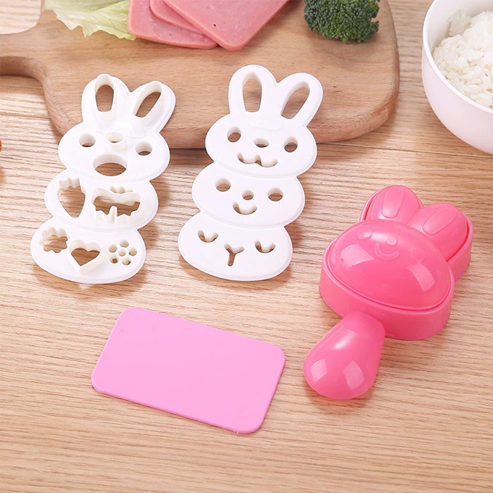 Cartoon Cat Rabbit Rice Ball Mold Set Kids Lunch Box DIY Japanese Rice Sushi Tool Cake Molds Silicone Molds