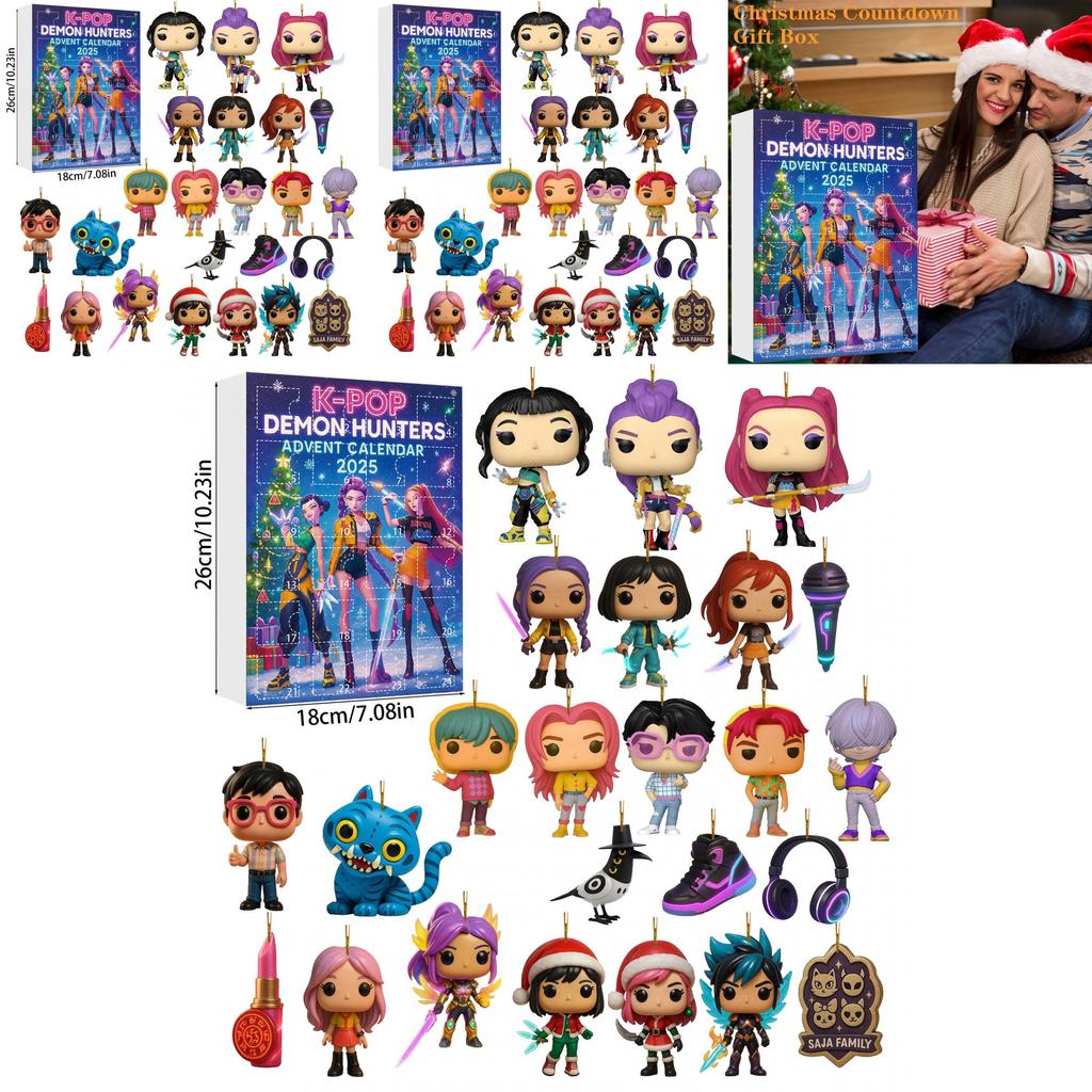 Kpop Demon Hunters Advent Calendar With Acrylic Figures For Christmas Gifts And Party Decor