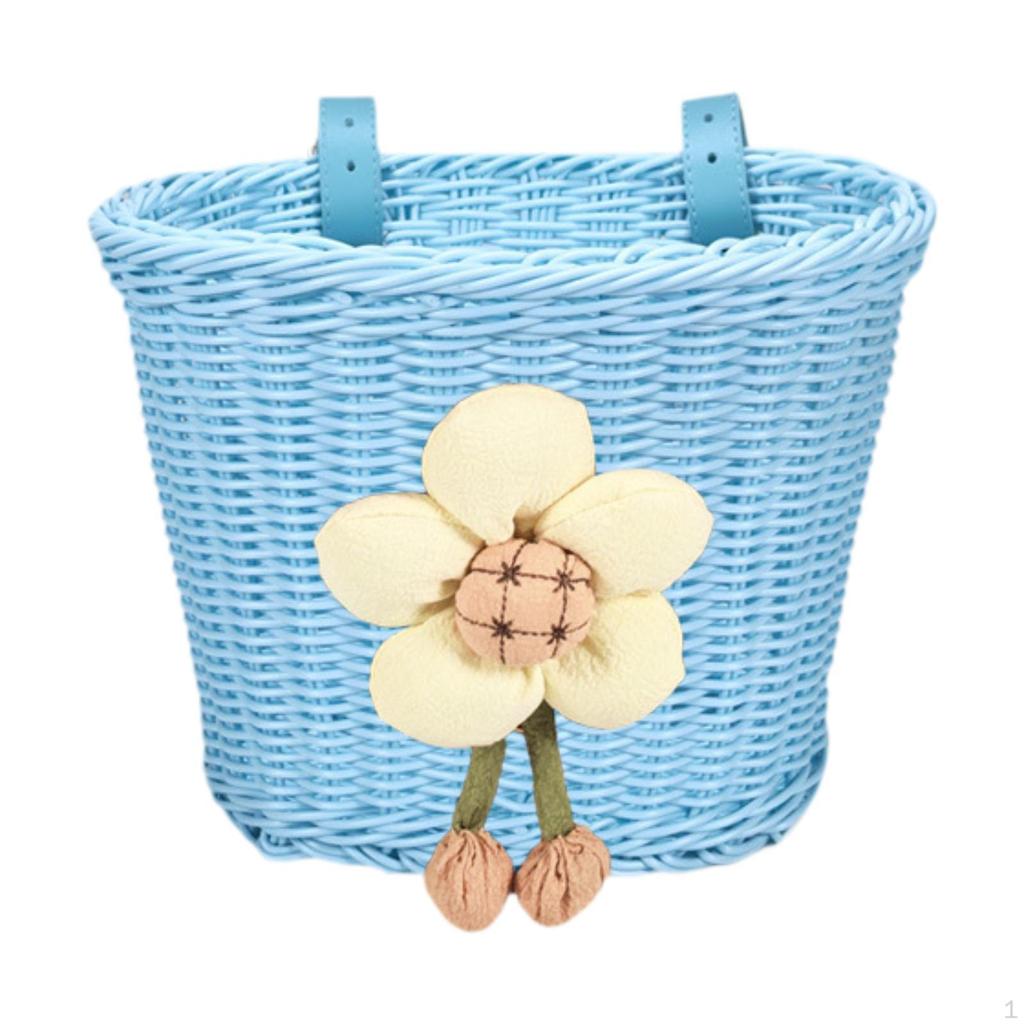Cesto per Bicicletta per Bambini, Design Fatto a Mano con Cinghie in PU