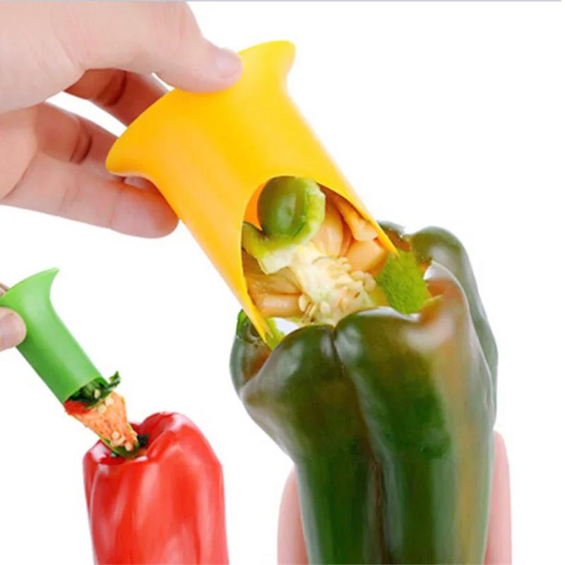 Slicer Vegetable Cutter Random Pepper Fruit Tools Cooking Device 2pcs Kitchen Seed Remover Creative Corer Cleaning Coring Gadget7