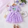 Girls Butterfly Tulle Dress, Case printing,Cute Princess Party Dress with Bow, Short Sleeve Summer Dress for Little Girls