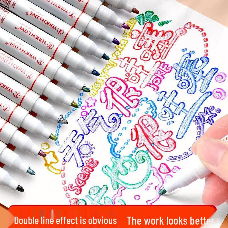 Dual-Outline Sandwich Glitter Highlighter for Journals and Handmade Drawings