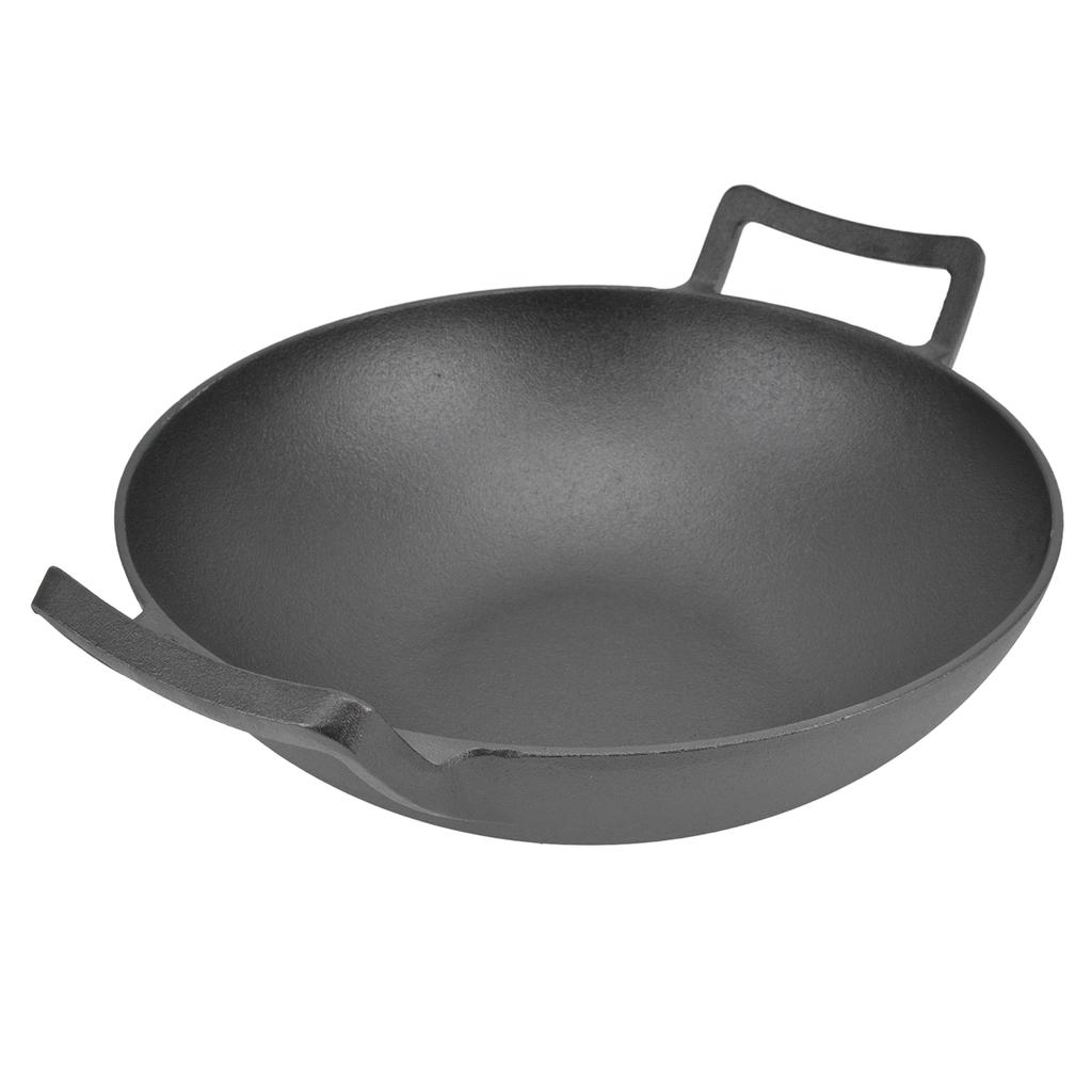 Cast Iron Grill Pan Thickened No Coating Nonstick Cookware Dual Handles Frying Pan 32cm Frying Wok