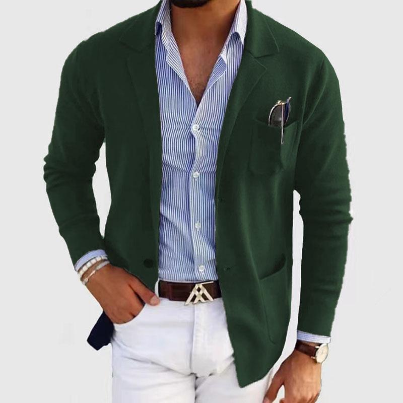 Casual Men Blazers Lapel Long Sleeve Single Suit Coat Business Outerwear Suit Jacket Pockets