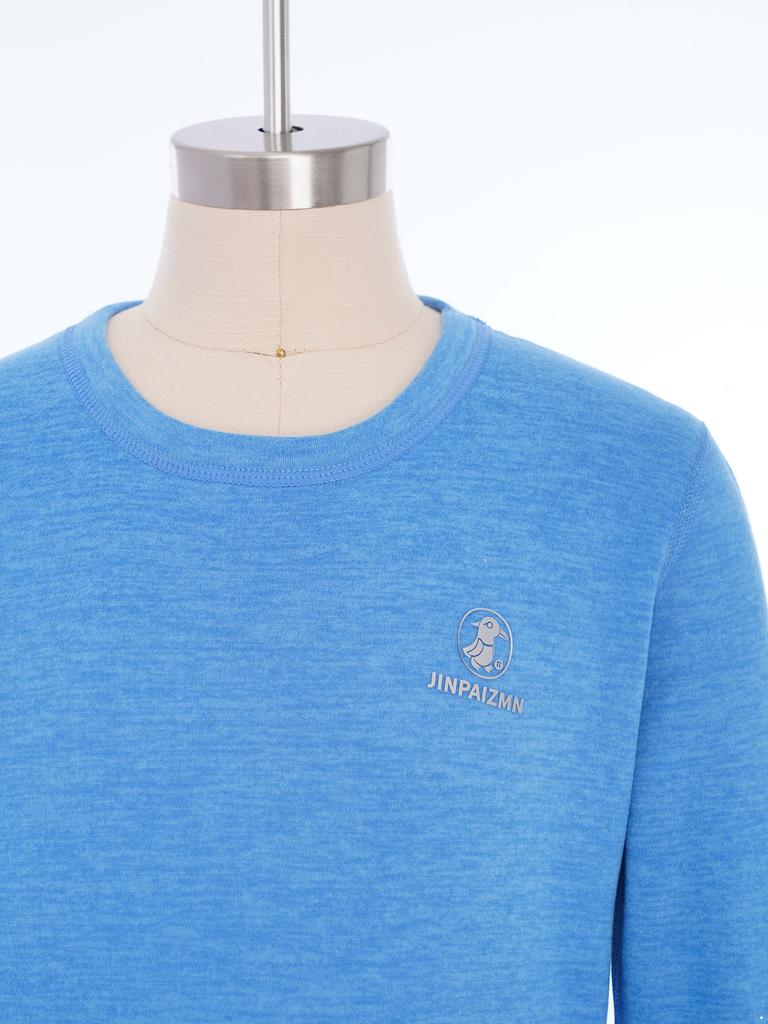 Unisex Kids Solid Color Thermal Underwear Set Round Neck Long Sleeve Top Elastic Waistband Leggings Sleepwear Loungewear