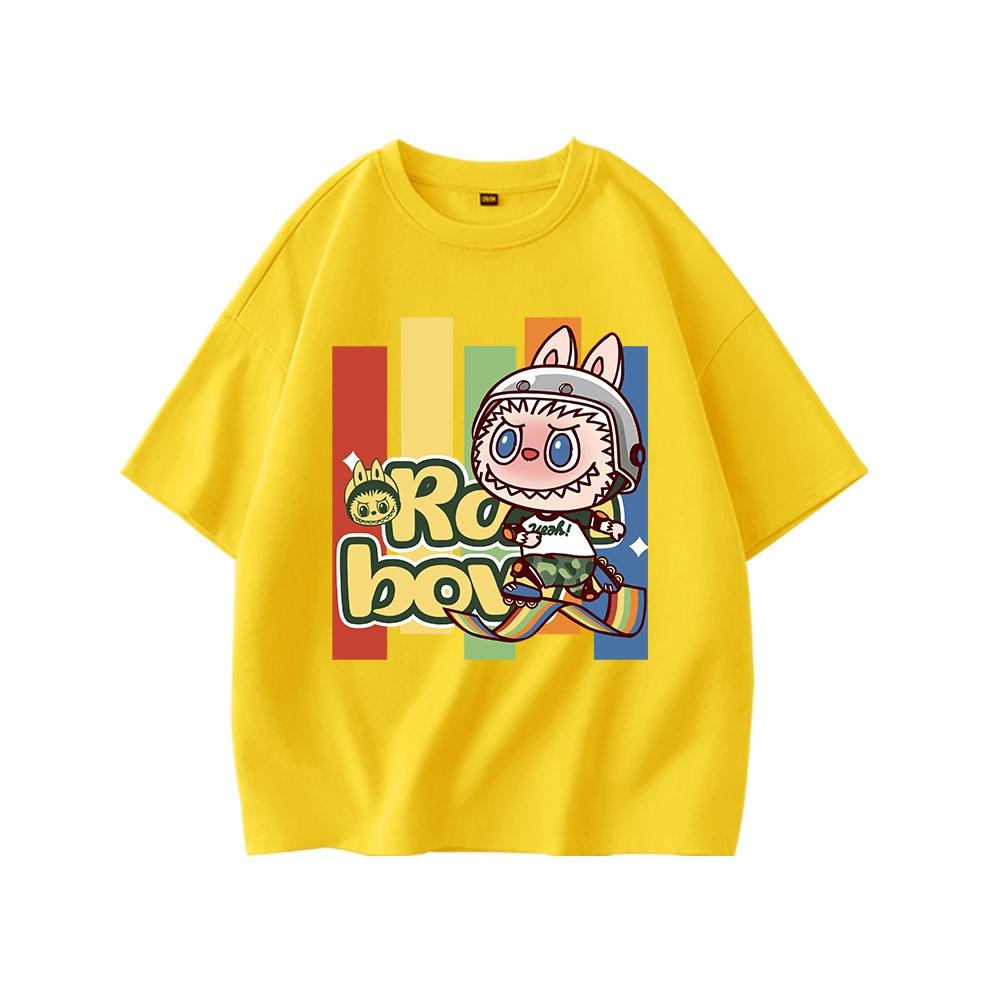 LABUBU Children's T-shirt, Girls' Fashionable Round Neck Short Sleeved Shirt, Multiple Color Options for Tops