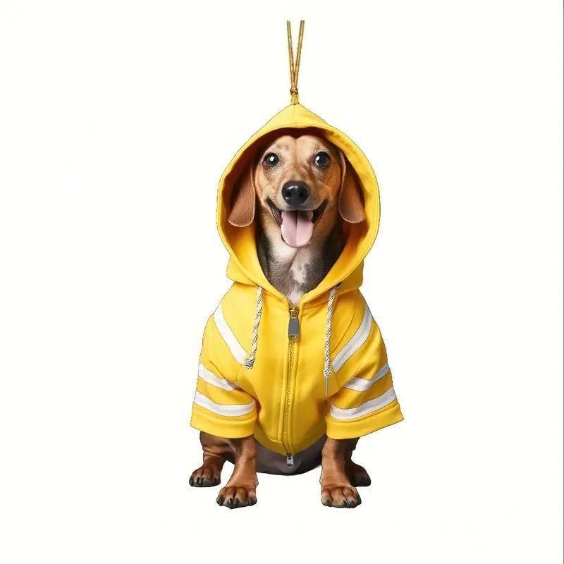 Stylish Acrylic Christmas Dog Keychain Multi-functional Car Home Decoration Accessory