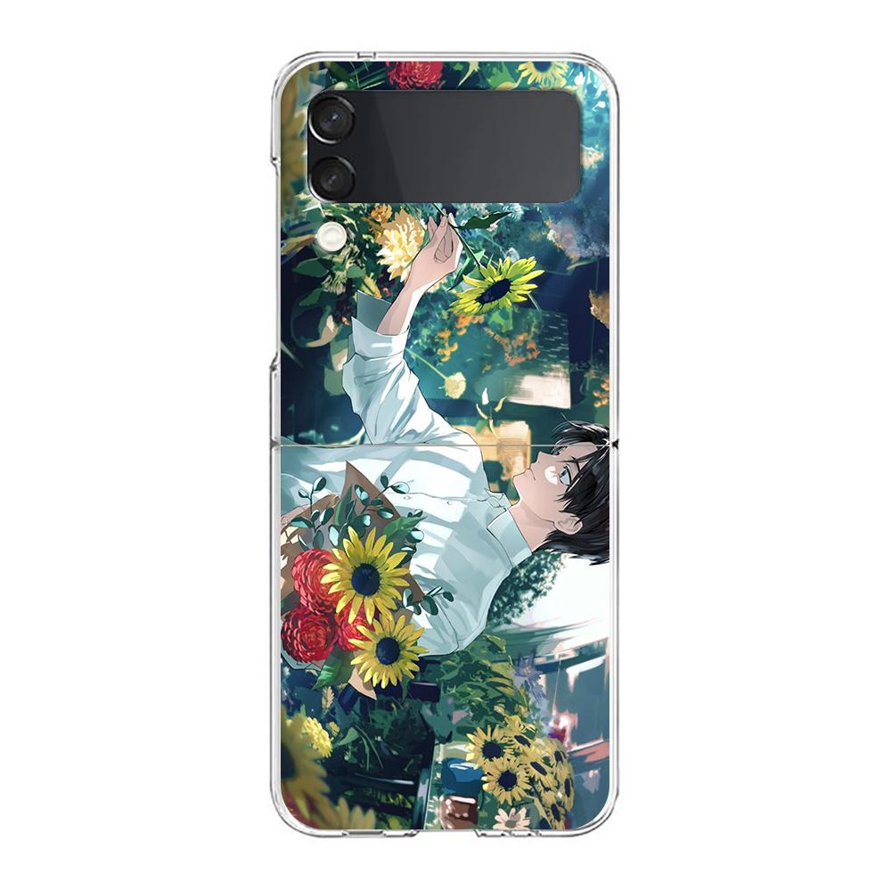 

Прозрачный чехол для телефона с изображением аниме девушки, арт-пейзажа, для Samsung Galaxy Z Flip 4, тонкий, высокий, жесткий корпус из поликарбоната для Galaxy Z Flip 3, 5G, чехол Galaxy Z Flip 5G