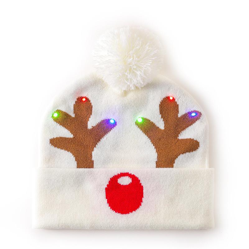 Colorful Dazzling LED Christmas Hat Holiday Pompom Ball Knitted Winter Beanie for Adults and Children Festive Party Hat