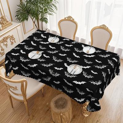 1 Stück Halloween Fledermausmuster Tischdecke, Wiederverwendbare Tischdecke Für Küchentische