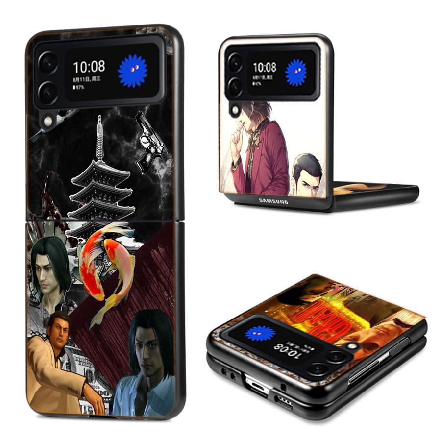 Yakuza 0 Game Phone Case For Samsung Z Flip 7 6 5G Galaxy Z Flip4 Z Flip5 Z Flip3 Coque Black Hard PC Shell Protective Cover