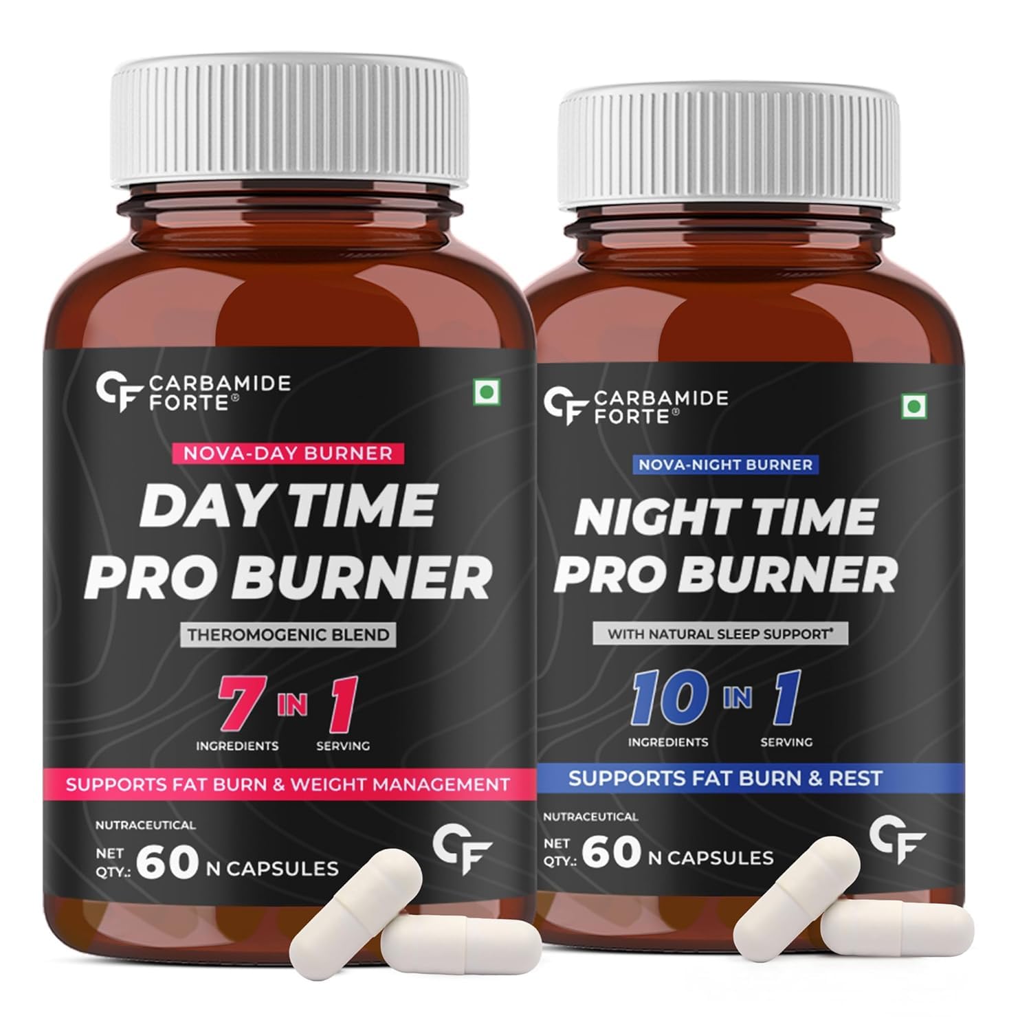 

Nova Carbamide Forte Day & Night Fat Burner Capsules for Weight Loss Women Men 60 Capsules x pack of 2