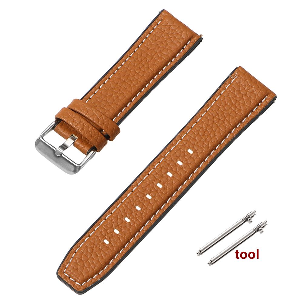 Lychee Pattern Watch Strap 20mm 22mm Quick Release Wristband for Samsung Galaxy Watch 3 Active2 40 44mm Huawei Watch Gt 2 Bands