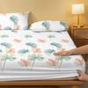1 Simple Modern Plant Leaves Printed Matte Fitted Sheet, Bedroom Printed Bed Cover, Bedding (Excluding Pillowcases)