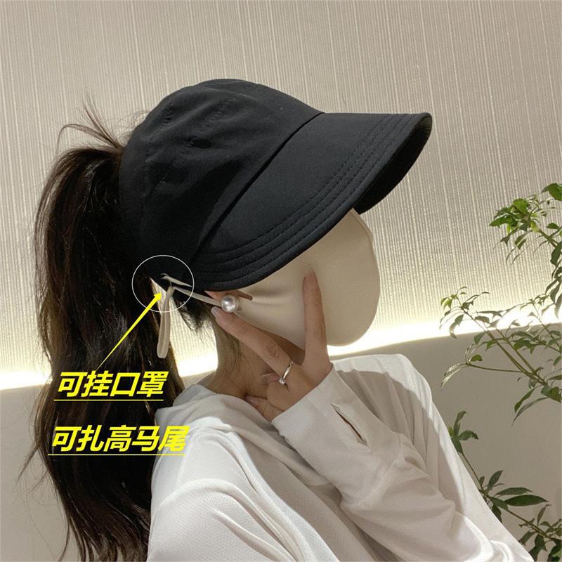 New Arrival Enlarged Brim Sun Hat for Women Outdoor Sun Protection Hat Quick-drying Peaked Cap Empty Top Sun Hat Can Be Tied Into A Ponytail