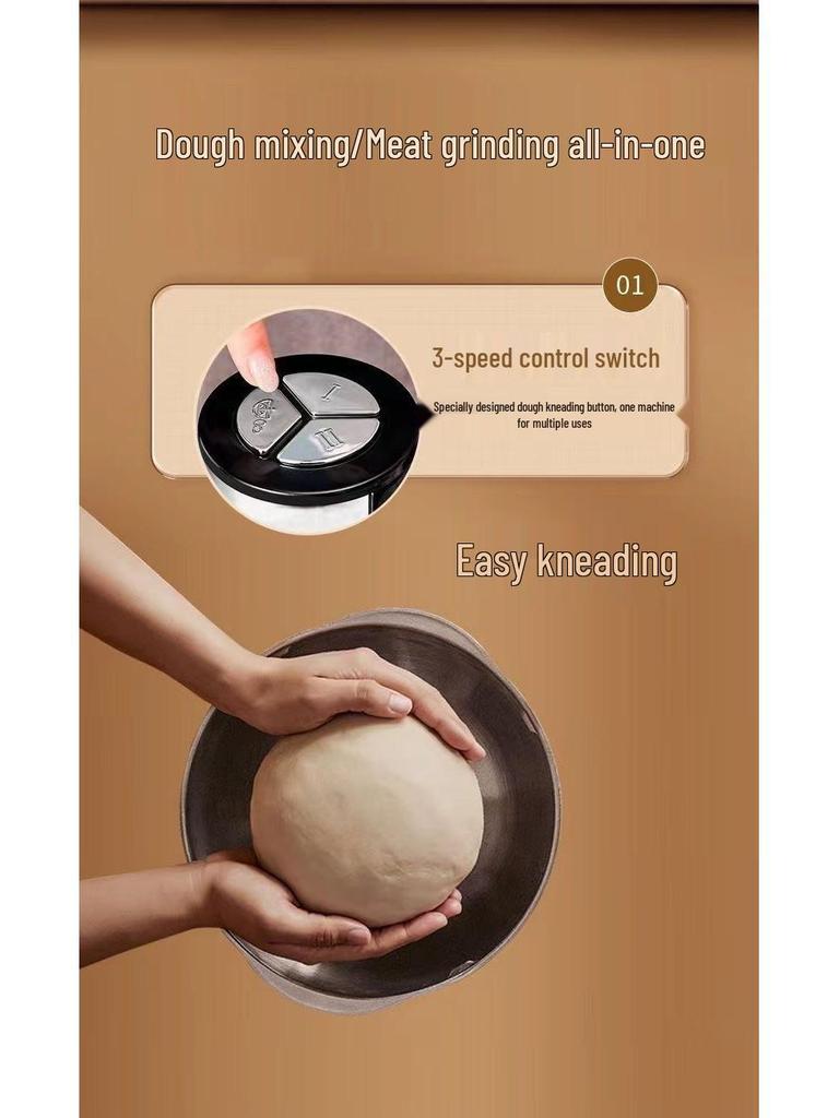 5L Stainless Steel Multifunctional Electric Meat Grinder & Food Processor with Four Blade Sets