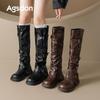 Augustine Brown Boots New Autumn Prairie Western Boots Vintage Pile Martin Knight Boots