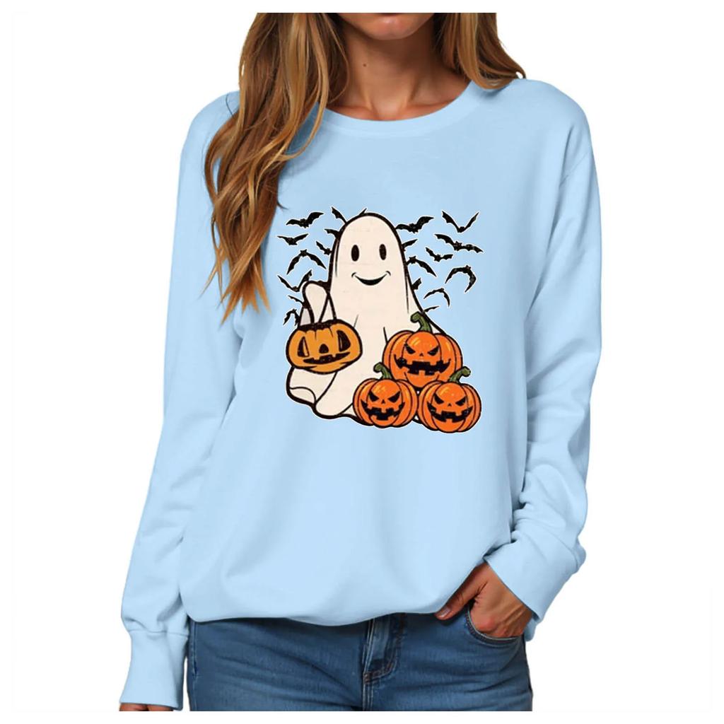 Lockeres lässiges bedrucktes Langarm-Sweatshirt Fabrik Großhandel Europäisches und amerikanisches Halloween-Sweatshirt Rundhals