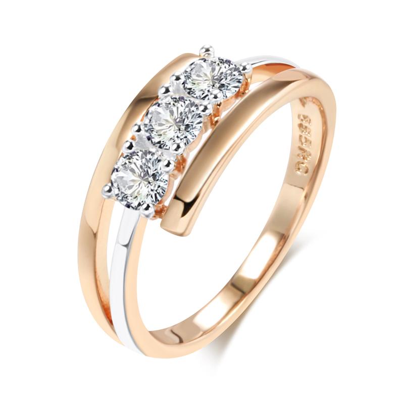 

Luxury Three Big White Natural Zircon Rings For Women Rose Gold Color Mix Wedding Design Daily Bride Jewelry 8