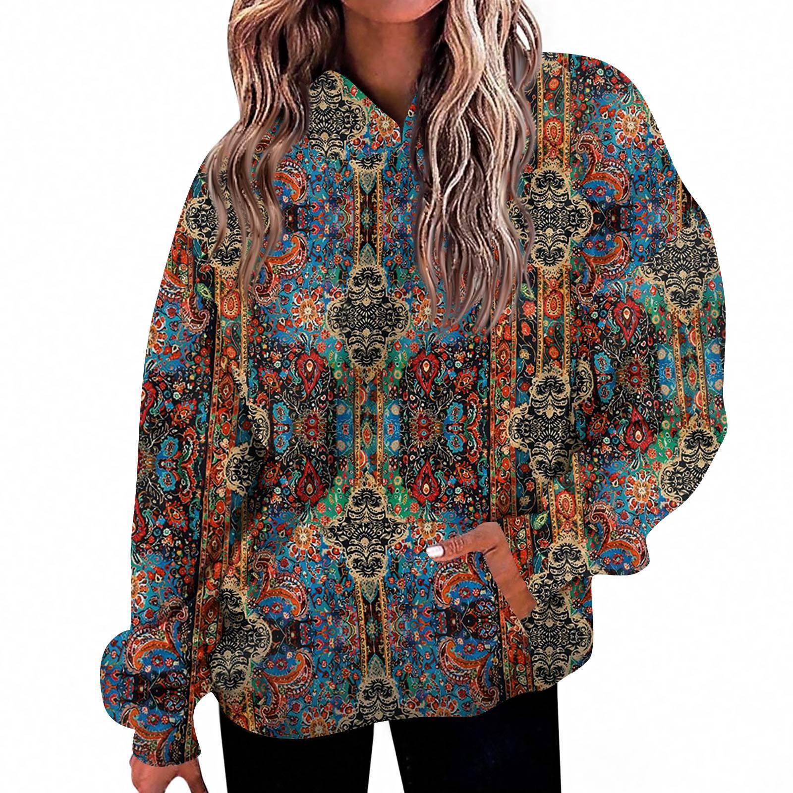 Women s Fashion Daily  Casual V-Neck Long Sleeve Printed Top XL