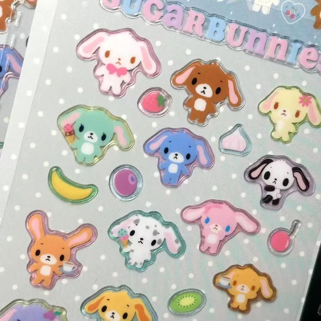 New Sanrio Usahana Sugarbunnies 3D Bubble Stickers Toy Girl's Diary Decorative Stickers Diy Phone Case Camera Decoration Toy Gif