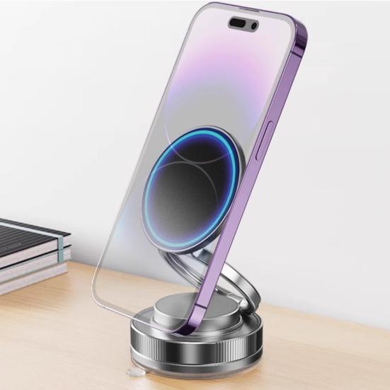 Magnetic Phone Holder Vacuum Suction Stand for Car Gym Kitchen Rotating Foldable Magnetic Holder for Navigation Streaming