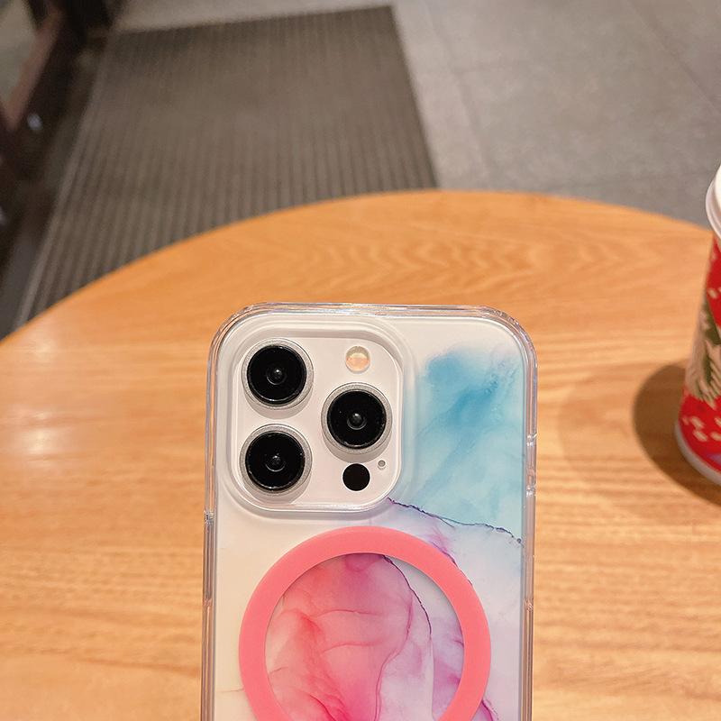 Mobile Phone Case for IPhone15pro Series Magnetic Anti-fall IMD Skin Feel Camouflage Color