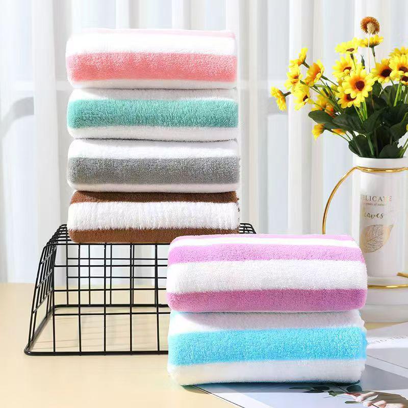 Striped Face Towel and Bath Towel Absorbent, Breathable Bath Towel and Hair Towel for Adults