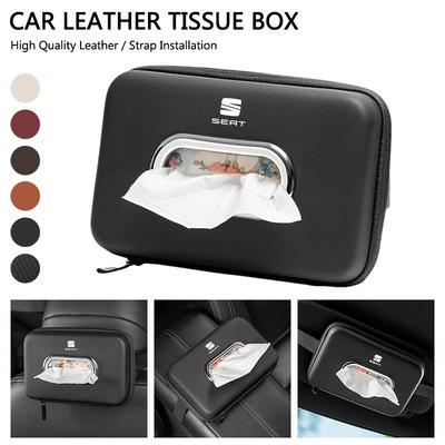 Car PU Leather Central Armrest Tissue Paper Towel Holder For Leon 5f Ibiza 6l 6j Leon 1p Cushion Altea Xl LeonMkAccessories