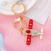 Sparkling Airplane Keychain for Women Girls Cute Rhinestone Airplane Keyring Pendant Handbag Purse Charm for Bag Wallet