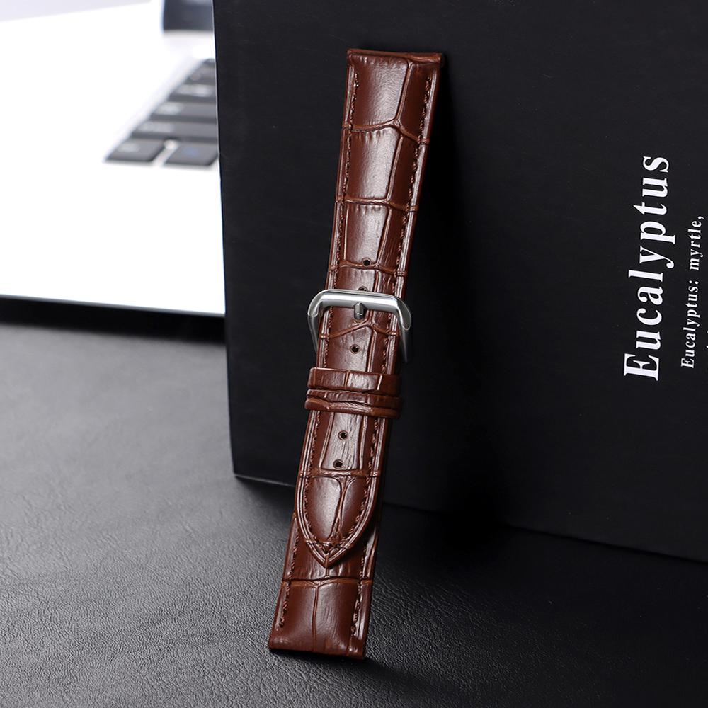 Vintage Slub Pattern Leather Watchbands 18mm 20mm 22mm Watch Band Strap Steel Pin Buckle Accessories High Quality Wrist Bracelet