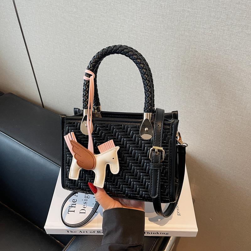 High-end Woven Pattern Small Bag Women's New Trendy Fashion Portable Tote Versatile Commuter Messenger Bag