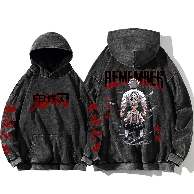 

Demon Slayer Tokitou Muichirou Manga Printed Hoodies для мужчин и женщин Чистый хлопок Толстовки Винтажная стираная свободная уличная одежда L