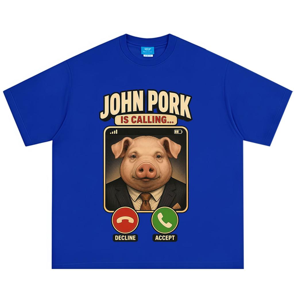 John Pork Is Calling Funny John Pork Meme Tshirt Unisex Unisex Fashion Y2K Clothing TShirt Summer Cotton Vintage Loose Tshirts