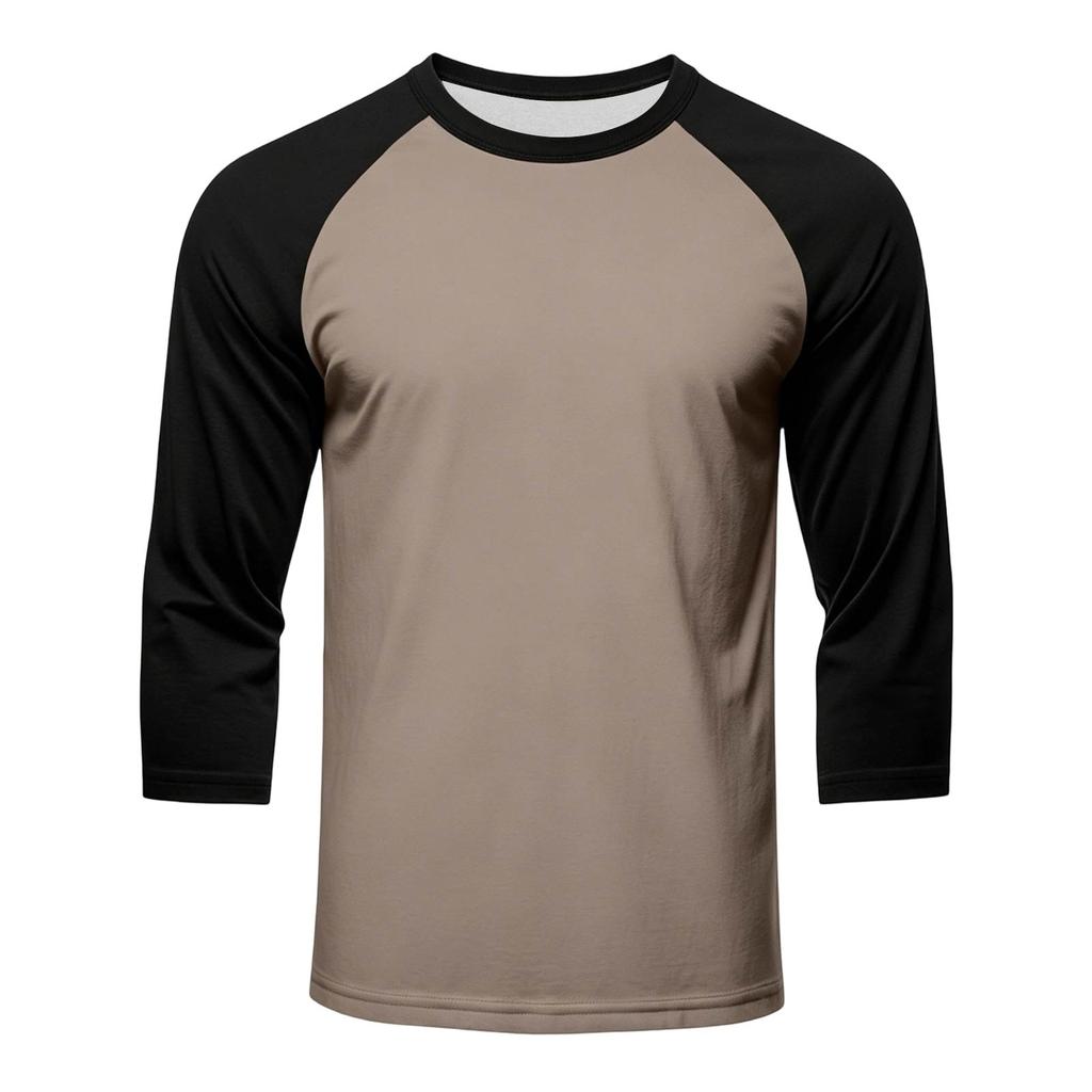 Men's Colorblock Raglan Sleeve Athletic Shirt Three Piece Set Lightweight Stretchy Sport Top for Training Running Casual Wear